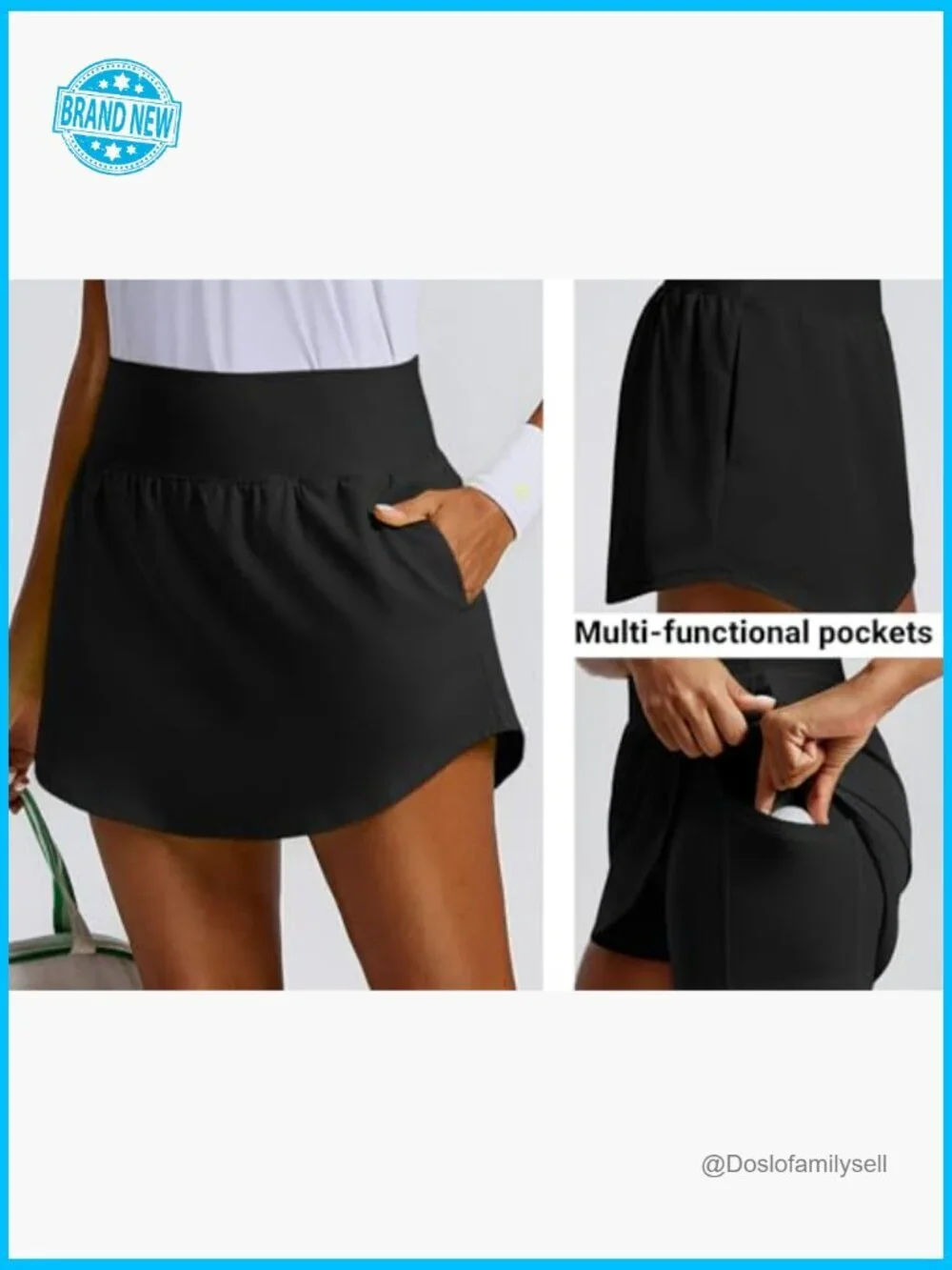 Curved Hem High Waisted Golf Skort with 4 Pockets for Tennis Pickleball